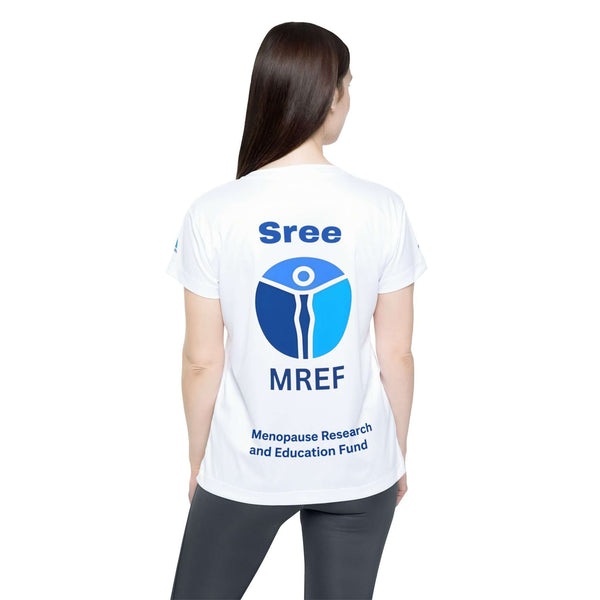 Breathable white Menopause Research logo Sports Jersey for fitness and training