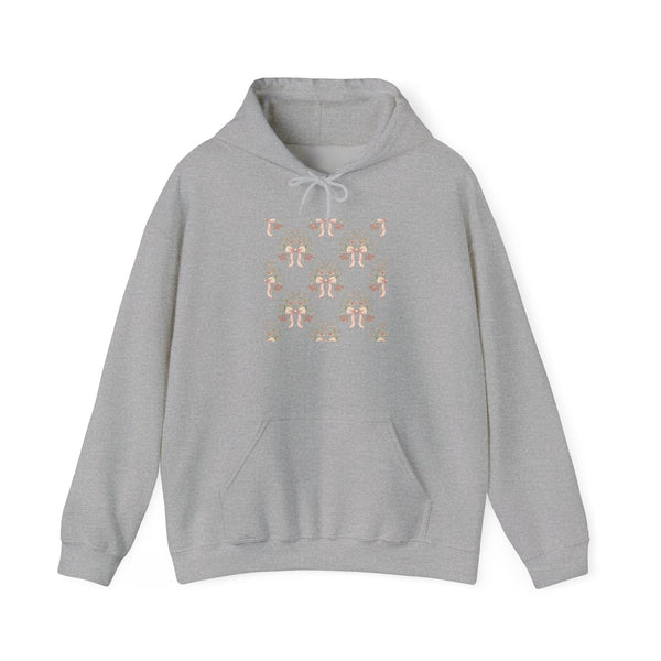 Vintage Bow & Floral Repeat Hoodie | Coquette Lace Scallop Pattern