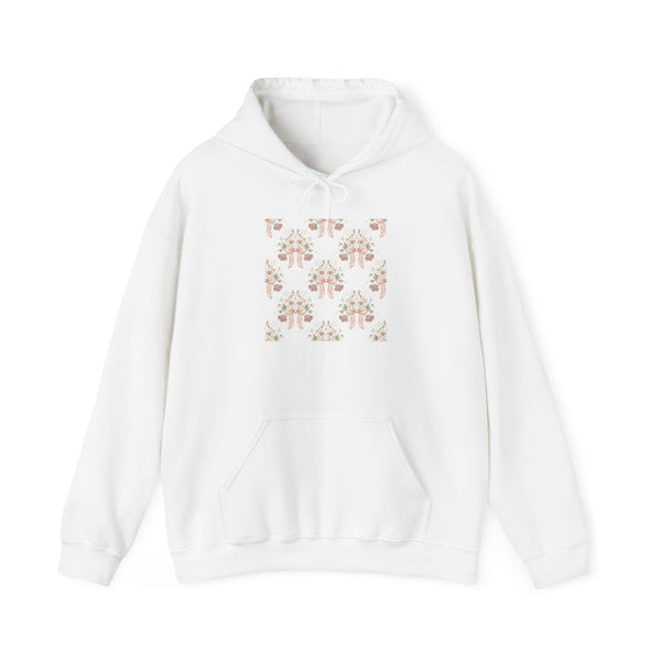 Vintage Bow & Floral Repeat Hoodie | Coquette Lace Scallop Pattern