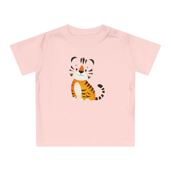 Cute Tiger Baby Tee — Adorable Pink Infant T-Shirt with Cartoon Tiger