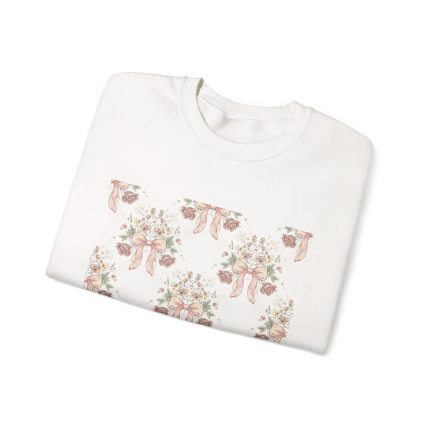 Vintage Bow & Floral Repeat Sweatshirt | Coquette Lace Pattern