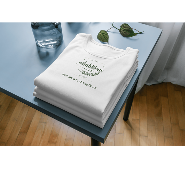Quietly Ambitious Club Organic Oversized Tee - Soft Launch Strong Finish