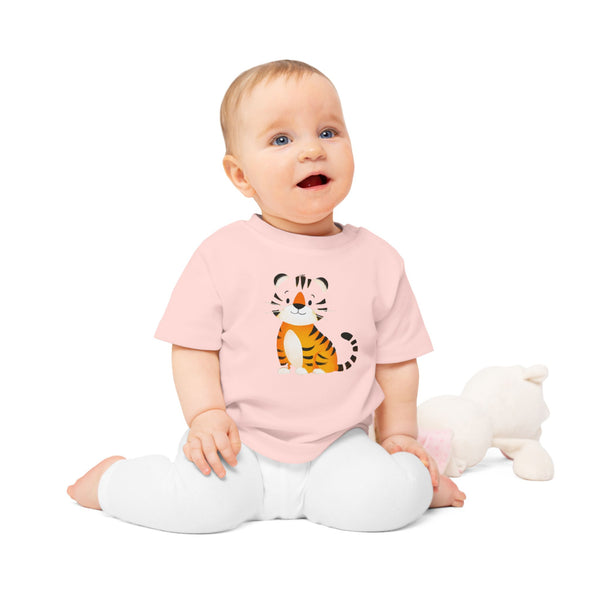 Cute Tiger Baby Tee — Adorable Pink Infant T-Shirt with Cartoon Tiger