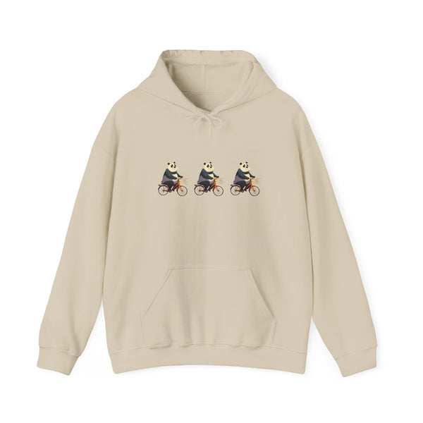 Panda Trio Cycling Hoodie – Cute Biking Animal Graphic Sweatshirt