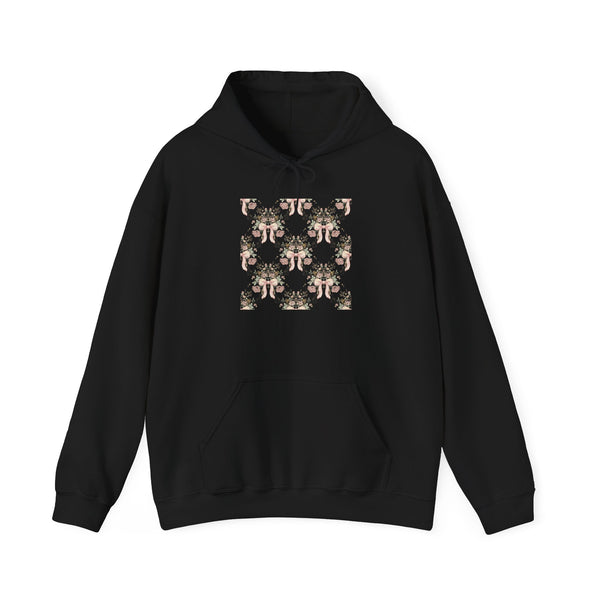 Vintage Bow & Floral Repeat Hoodie | Coquette Lace Scallop Pattern