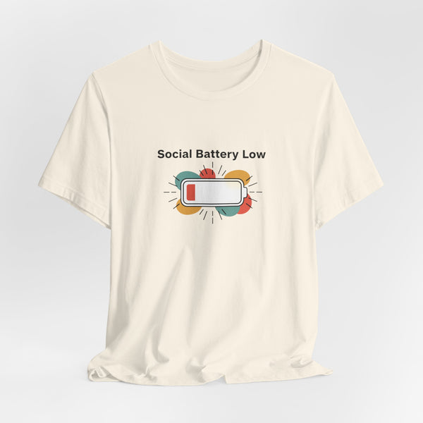 Social Battery Low Tee | Introvert Shirt, Battery Icon Humor