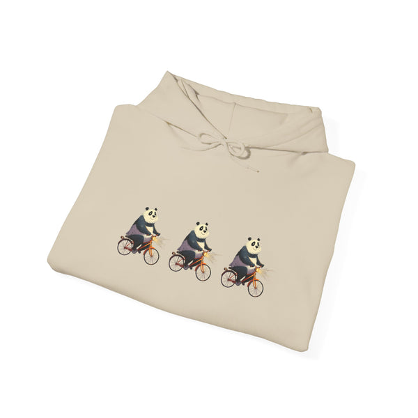 Panda Trio Cycling Hoodie – Cute Biking Animal Graphic Sweatshirt