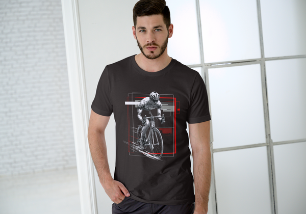 Bike Rider Graphic T-Shirt | Confident Cyclist with Helmet | Cycling Lover Gift | Bicycle Adventure Tee