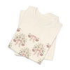 Blush Bow & Floral Repeat Tee | Coquette Lace Pattern
