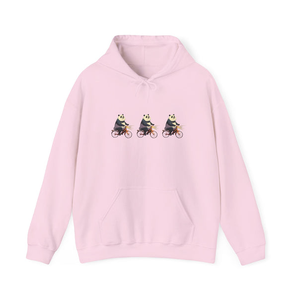 Panda Trio Cycling Hoodie – Cute Biking Animal Graphic Sweatshirt