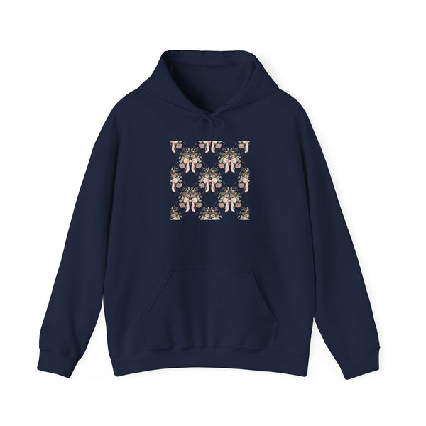 Vintage Bow & Floral Repeat Hoodie | Coquette Lace Scallop Pattern