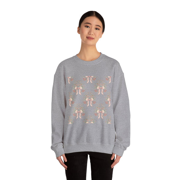 Vintage Bow & Floral Repeat Sweatshirt | Coquette Lace Pattern