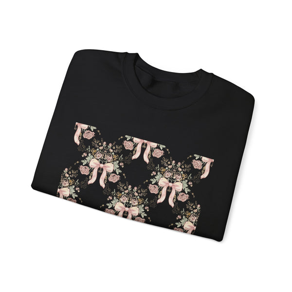 Vintage Bow & Floral Repeat Sweatshirt | Coquette Lace Pattern