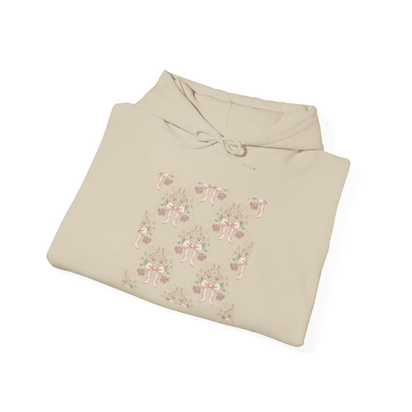 Vintage Bow & Floral Repeat Hoodie | Coquette Lace Scallop Pattern