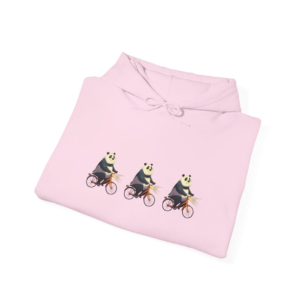 Panda Trio Cycling Hoodie – Cute Biking Animal Graphic Sweatshirt