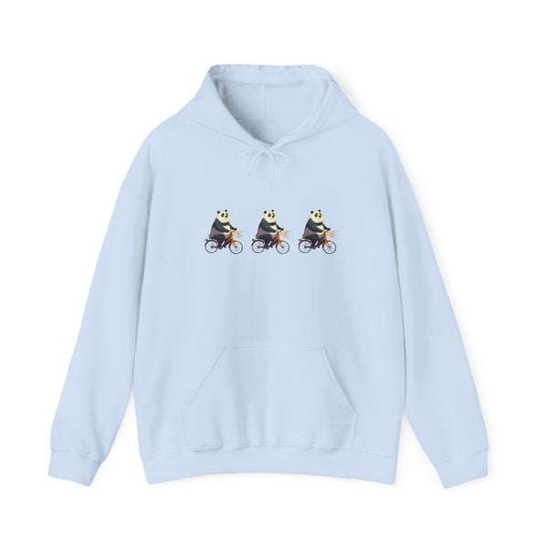 Panda Trio Cycling Hoodie – Cute Biking Animal Graphic Sweatshirt