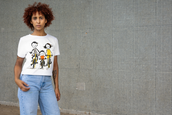 Happy Family Cycling T-Shirt | Father Mother Son Riding Bikes | Spring Family Adventure Tee | Cute Family Bicycle Shirt | Unisex Graphic Tee