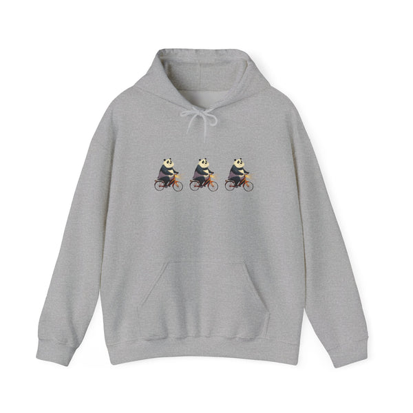 Panda Trio Cycling Hoodie – Cute Biking Animal Graphic Sweatshirt