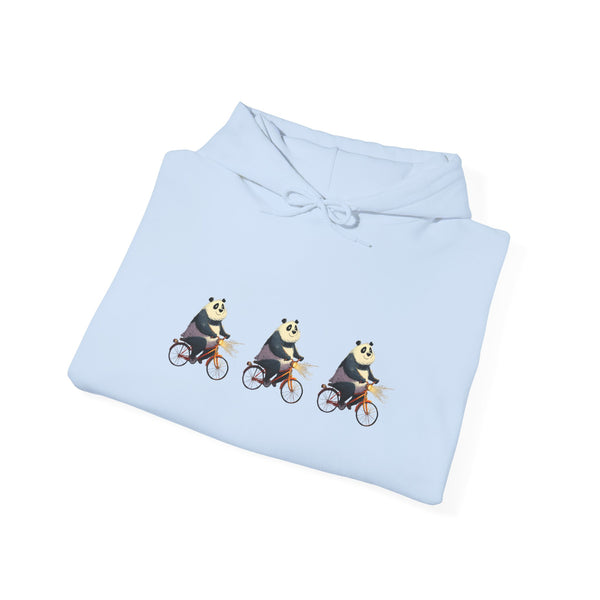Panda Trio Cycling Hoodie – Cute Biking Animal Graphic Sweatshirt