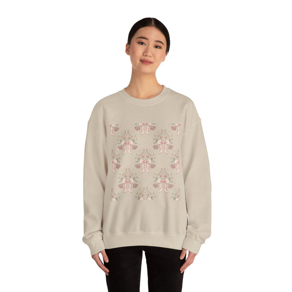 Vintage Bow & Floral Repeat Sweatshirt | Coquette Lace Pattern