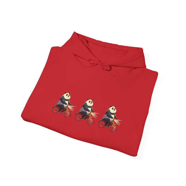 Panda Trio Cycling Hoodie – Cute Biking Animal Graphic Sweatshirt