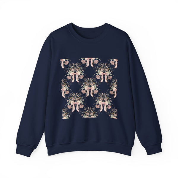 Vintage Bow & Floral Repeat Sweatshirt | Coquette Lace Pattern