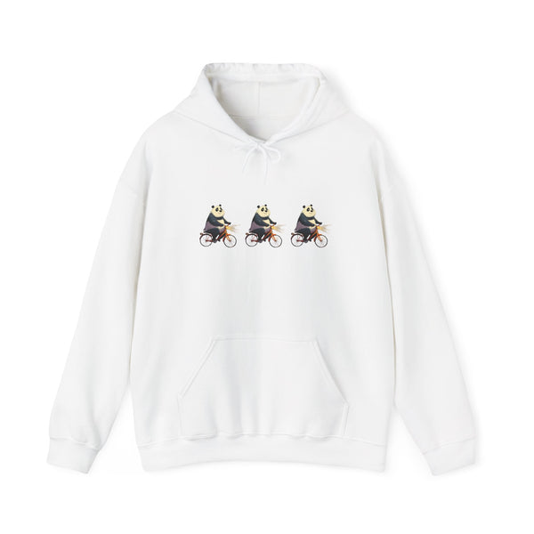 Panda Trio Cycling Hoodie – Cute Biking Animal Graphic Sweatshirt