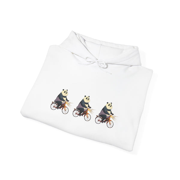 Panda Trio Cycling Hoodie – Cute Biking Animal Graphic Sweatshirt