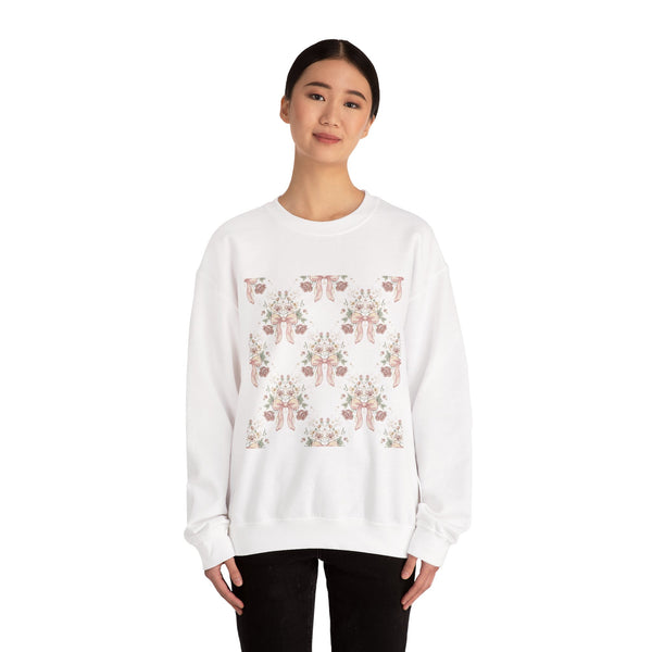Vintage Bow & Floral Repeat Sweatshirt | Coquette Lace Pattern