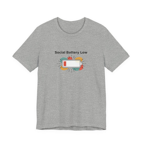 Social Battery Low Tee | Introvert Shirt, Battery Icon Humor